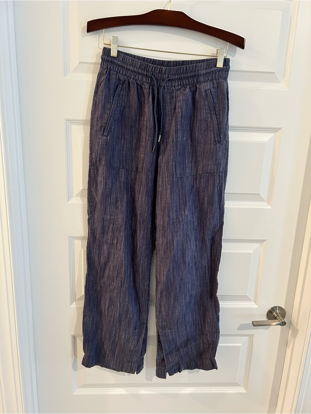 Athleta Retreat Linen Wide Leg Pants Blue Size XXS